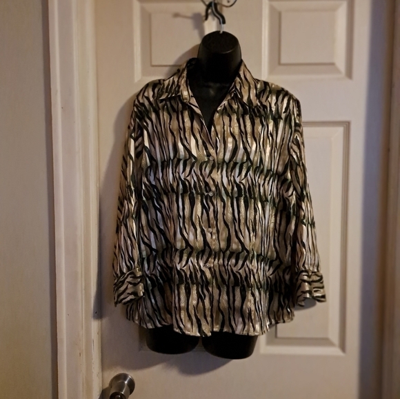 Jaipur zebra print button Down Blouse size XL - Picture 1 of 7